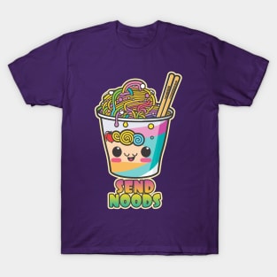 "Send Rainbow Noods" Kawaii Cup of Ramen Noodles Graphic T-Shirt